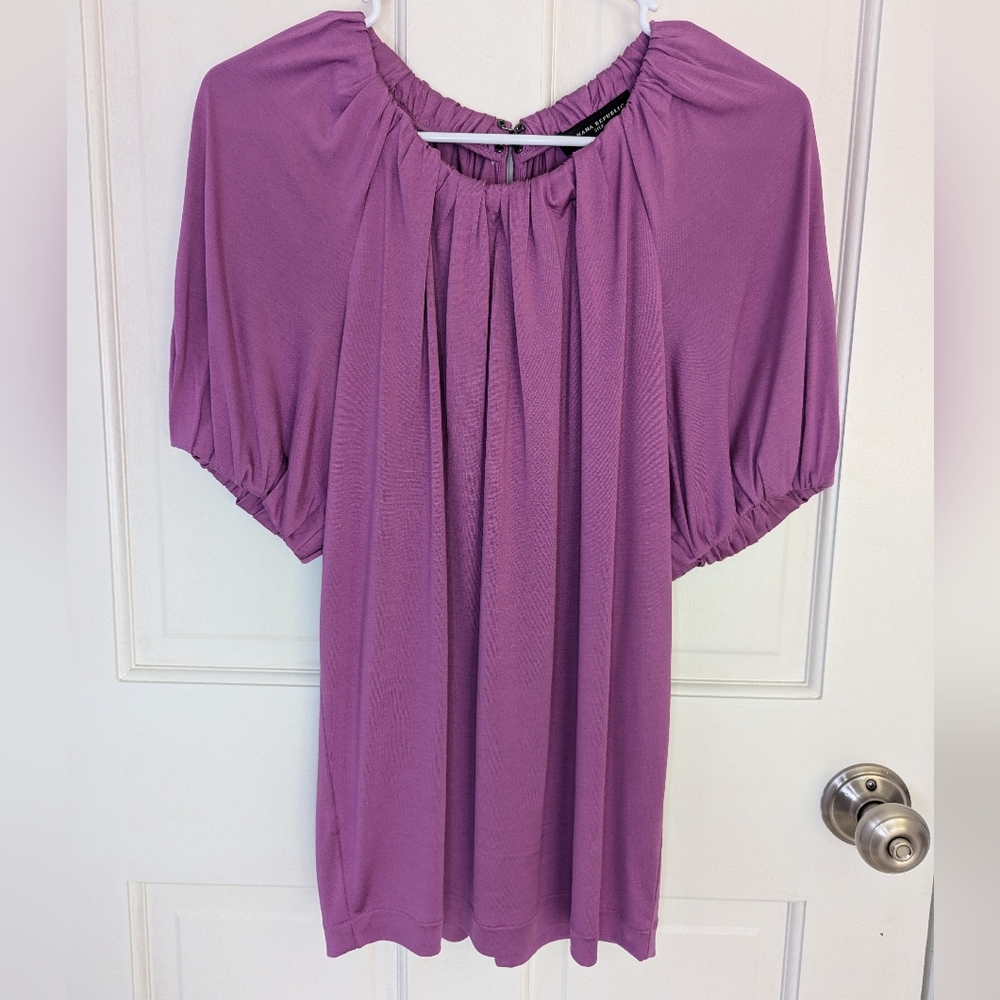 Banana Republic Silk Purple Gathered Blouse